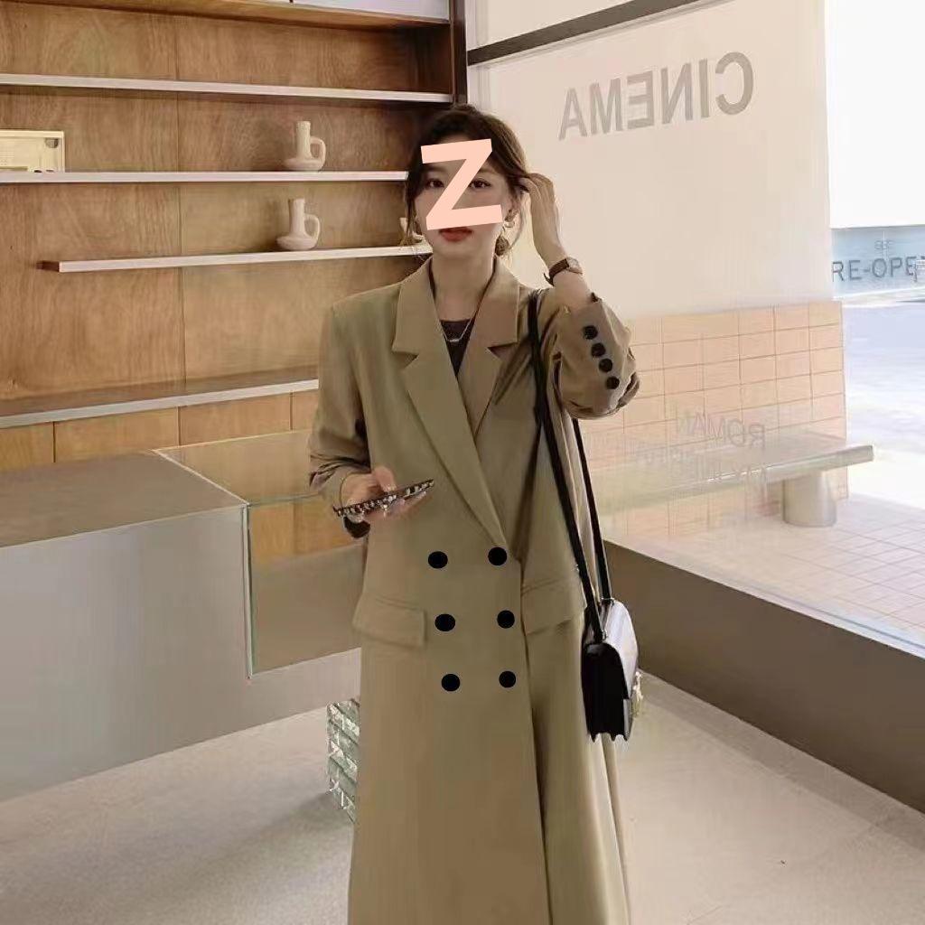 High-End Grå Extra Lång Dam Trenchcoat i Kostymstil - Höst/Vinter 2025 Ny Populär Brittisk Retro Överrock