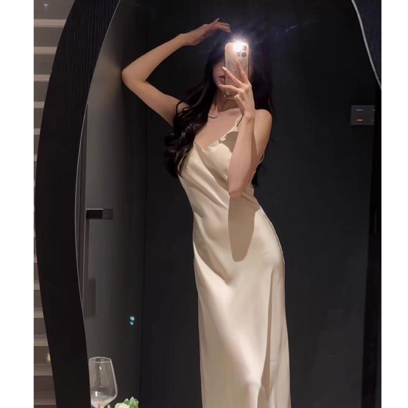 2025 Women's Summer V-Neck Ice Silk Nightgown: Elegant High-End Homewear