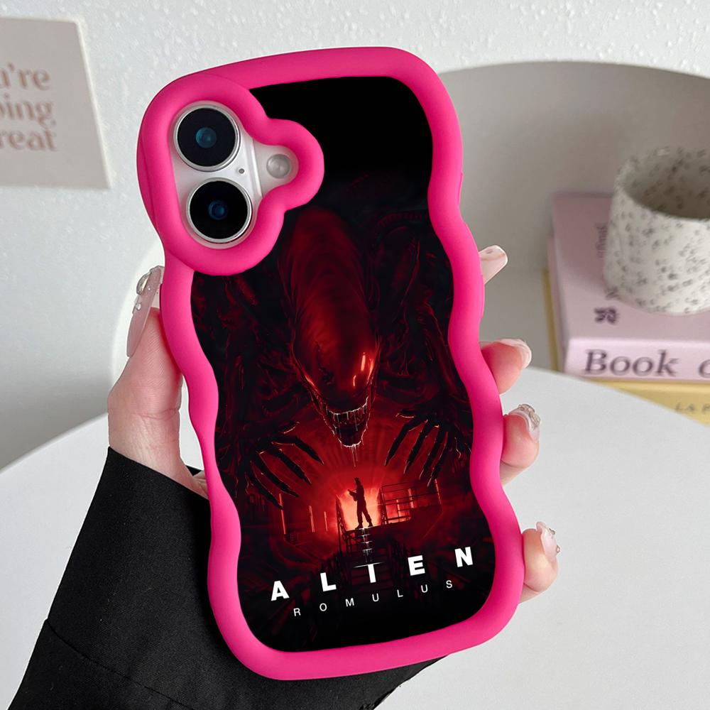 Alien Romulus Mobile Cell Phone Case for iPhone 17 16 15 14 13 12 11 Air Pro Max Plus Wavy Edge TPU Colorful Cover Cover