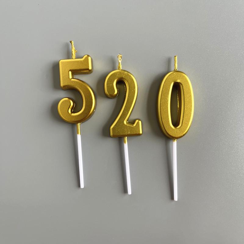 Gold Plated Birthday Cake Number Candles - Creative Dessert Table Decoration