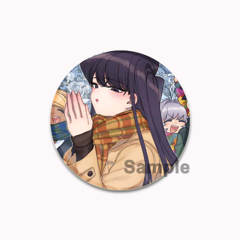 32/44/58mm Komi Cant Communicate Round Pin Cute Girl Cartoon Snap-in Brooches for Backpack Cothes Accessories Anime Collection Badge