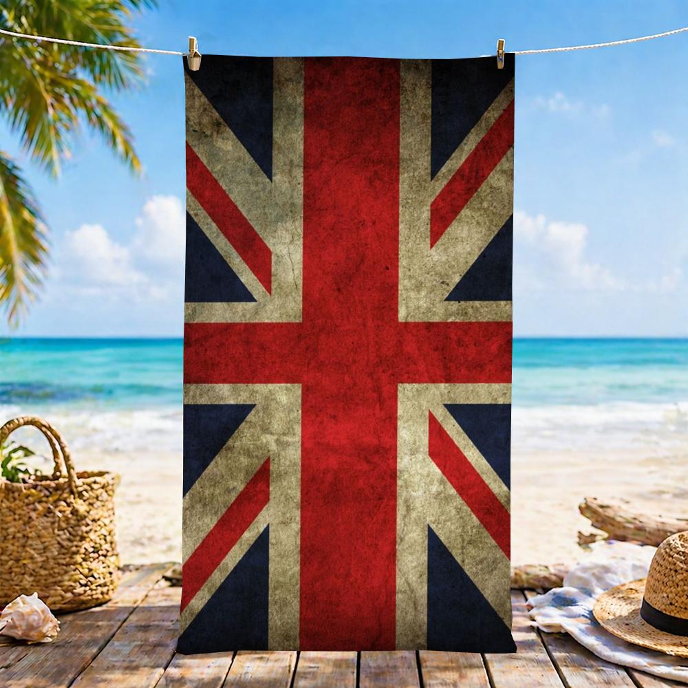 Vintage Uk Flag Towel Microfiber Beach Towel, Quick-Dry, Sand-Free, Ultra-Fine Fiber, Super Soft.