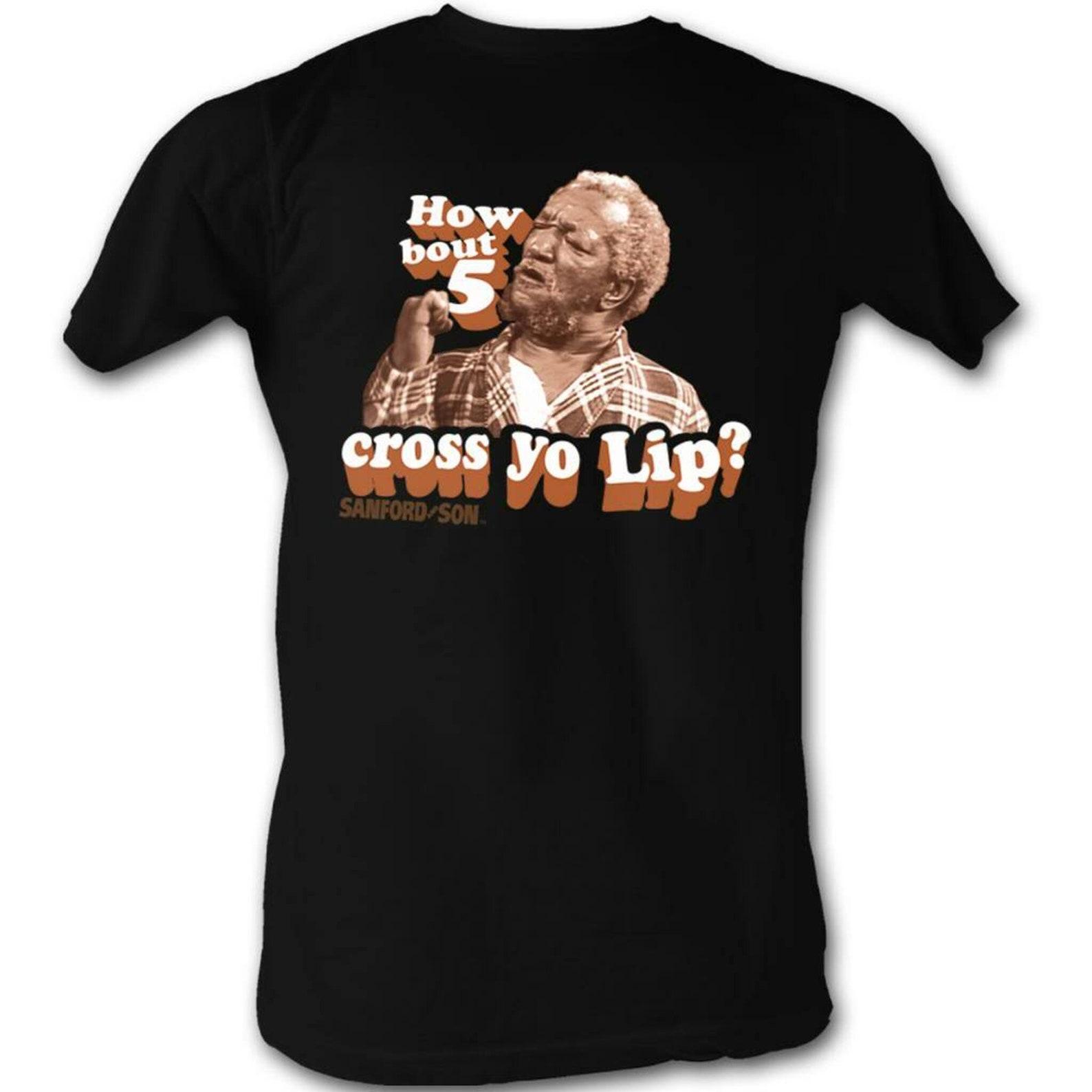Redd Foxx Sanford and Son 5 Cross Yo Lips Black T-Shirt XL