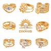 3pcs/Set Elegant 18K Gold Color Adjustable Size Threaded Ring Accessory Stylish Finger Accessories for Fashionistas