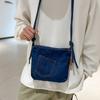 Borsa a Mano Vintage Street Style Y2K Borsa a Tracolla Monocolore Borsa alla Moda in Tela di Denim Ragazza