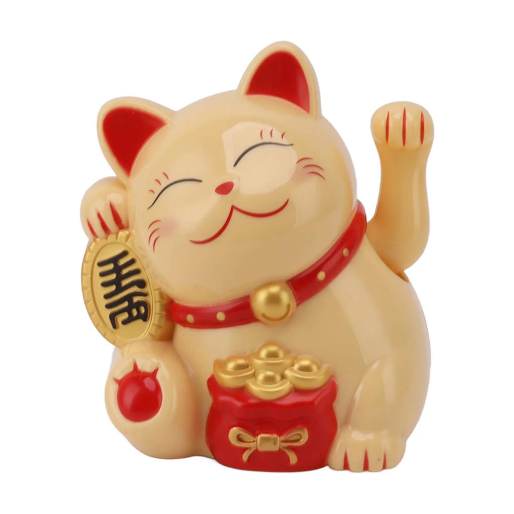 5.5in Electric Waving Arm Fortune Cat Decorative Cute Plastic Cat Ornaments for Cashier Desk Fortune Cat Decoration Fortune Cat