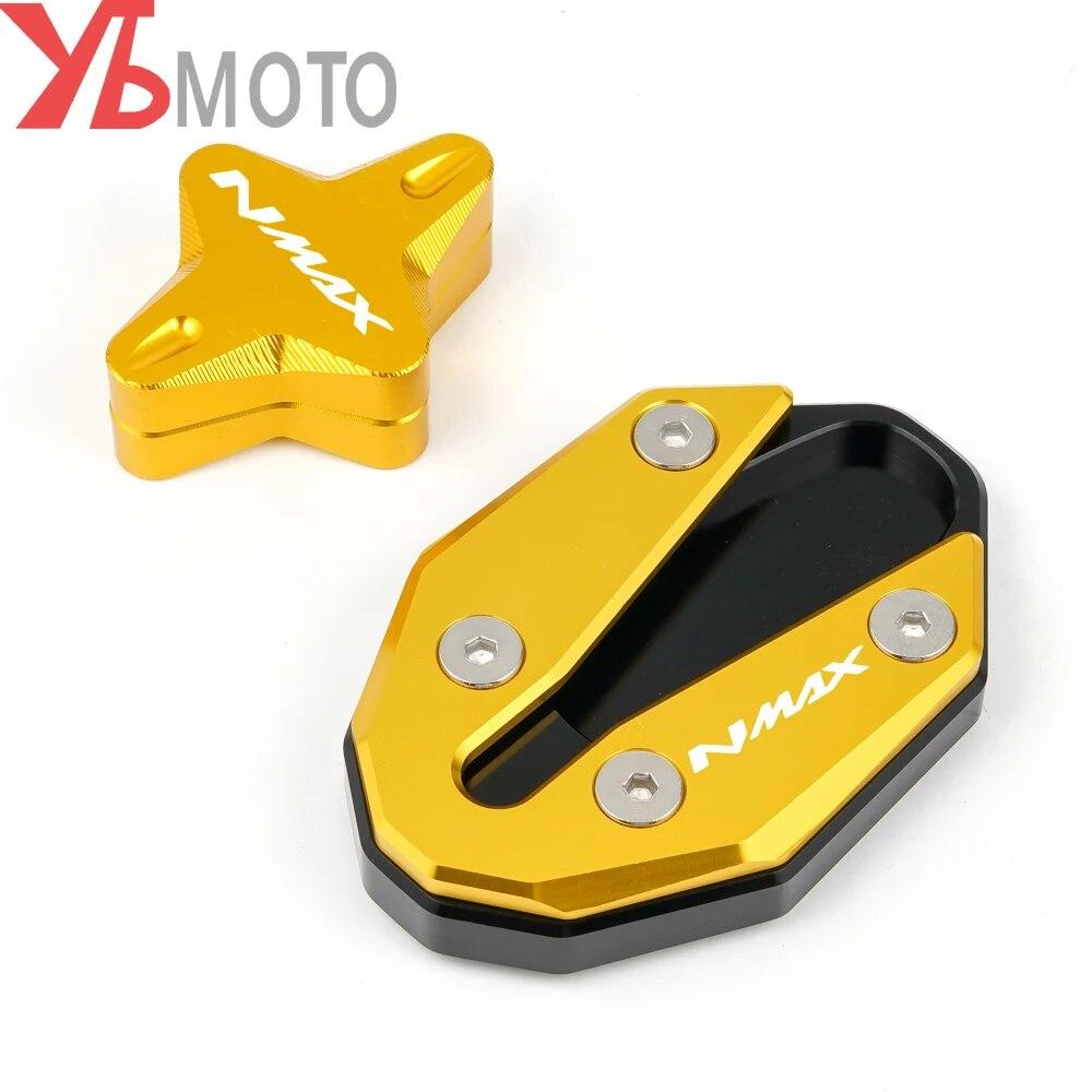 Logo 'NMAX' for YAMAHA NMAX155 NMAX125 NMAX 155 125 Motorcycle CNC Side Stand Enlarger & Kickstand Column Auxiliary