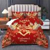 Valentine's Day Love Heart 3pcs Polyester Bedding Set - Soft & Comfortable, Includes 1 Duvet Cover and 2 Pillowcases