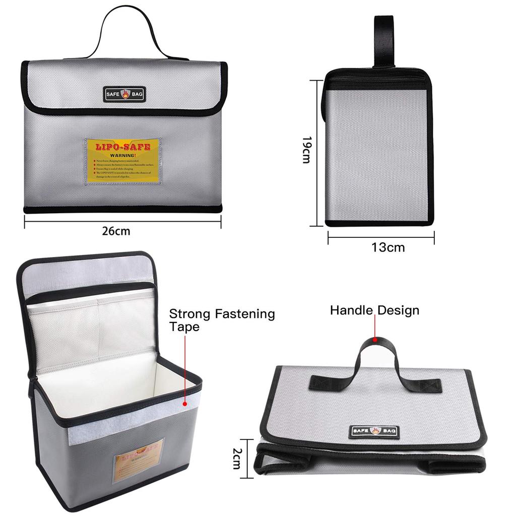 Mewmewcat Portable Fireproof and Explosion-Proof Lipo Guard Safe Bag with Large Storage Space for Charging and Storage, Double Metal Zipper Case
