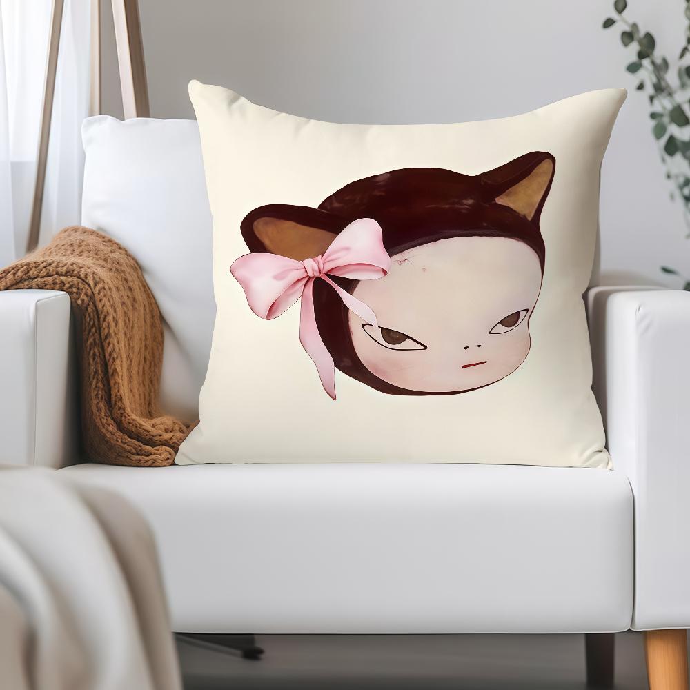 Арт Y-Ёситомо Нара Наволочка Применимое Пространство Для Гостевых Комнат Интерьеров Автомобилей Офиса Домашний Декор 12x12Inch