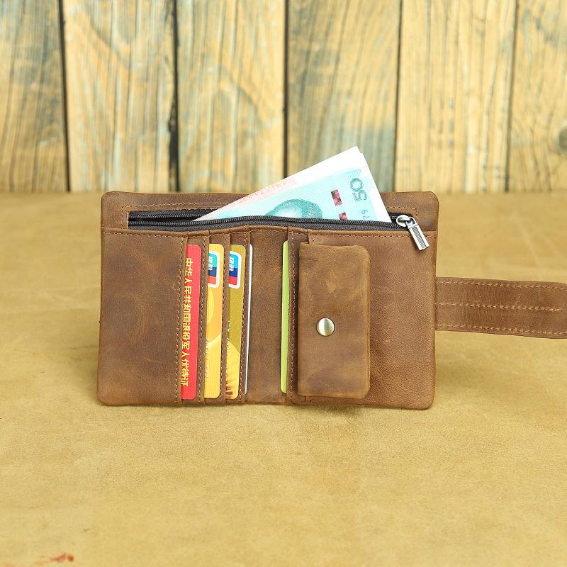 Retro Crazy Horse Leder Geldbörse Erste Schicht Rindsleder Herren Geldbörse Lang und Kurz Leder Multi-Karten Damen Geldbörse