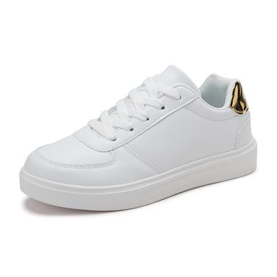 Women White Shoes Lace Up Leather Platform Sneakers Female Non-slip Casual Shoes