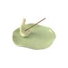 Celadon Lotus Leaf Incense Holder - Ceramic Monk Zen Burner for Indoor Decor