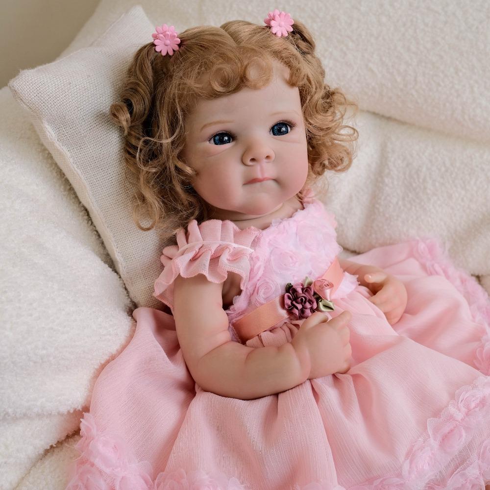 Lively 18 Inch Reborn Baby Girl Dolls Bettie Full Vinyl Body Newborn Babies Doll Realistic Implanted Curly Hair Baby Doll Toys for Kids Birthday Gifts