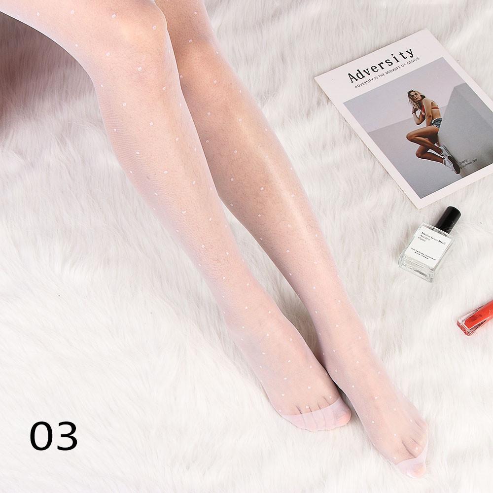 Sexy Women love Dot Embroidery Silk Stocking Thin Vintage Faux Tattoo Thigh Sheer Pantyhose Female Elastic Hosiery girls Tights
