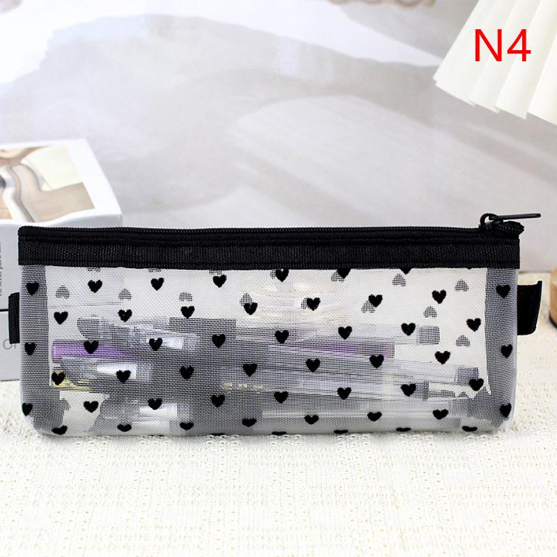 1Pcstravel Love Mesh Cosmetic Bag Zipper Makeup Bag For Women Wash Toiletry Bag Makeup Organizer Portable Storage Pouch