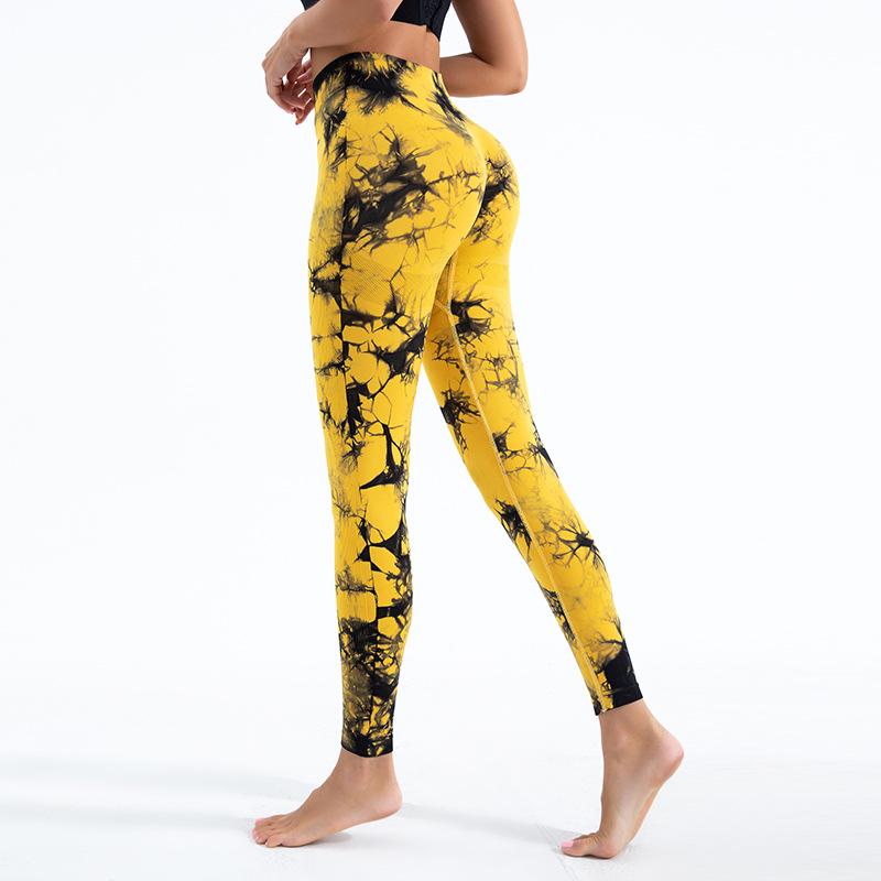 Women's Tie-Dye High Waist Yoga Pants - Seamless, High Elasticity, Hip Lift, Perfect for Running & Fitness.