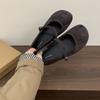 Retro Flat Bottom Shallow Mouth One-word Buckle Belt Women's Single Shoes Versatile One-pedal Soft Leather Soft Sole with Skirt Mary Jane Single Shoes