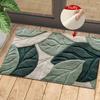 Green Leaf Pattern Plush Rug Ultra-Fine Fiber Bathroom Carpet Anti Slip Quick Drying Bedroom Rug Carpets for Living Room