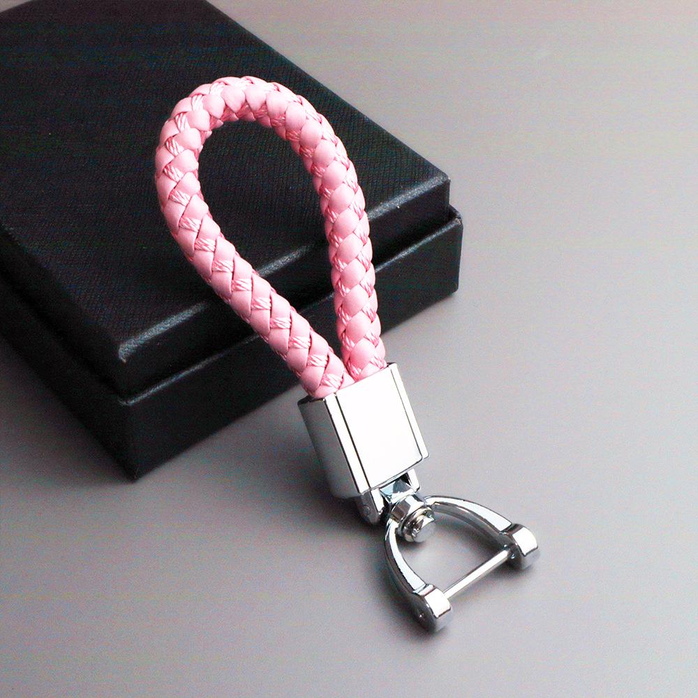 Portachiavi in Metallo con Cordino in Pelle Intrecciata Fatto a Mano - Ciondolo Colorato Portachiavi per Auto, Perfetto per Promozione a Terra o Piccoli Regali