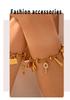 Trendy European & American Multi-Element Rhinestone Pendant Bracelet, Adjustable Retro 18K Gold-Plated Titanium Steel Jewelry
