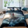 Pirate Duvet Cover Set Queen Sailboat Comforter Set Nautical Ocean Bedding Set Cool Style Quilt Cover Wave Print Decor Bedspread