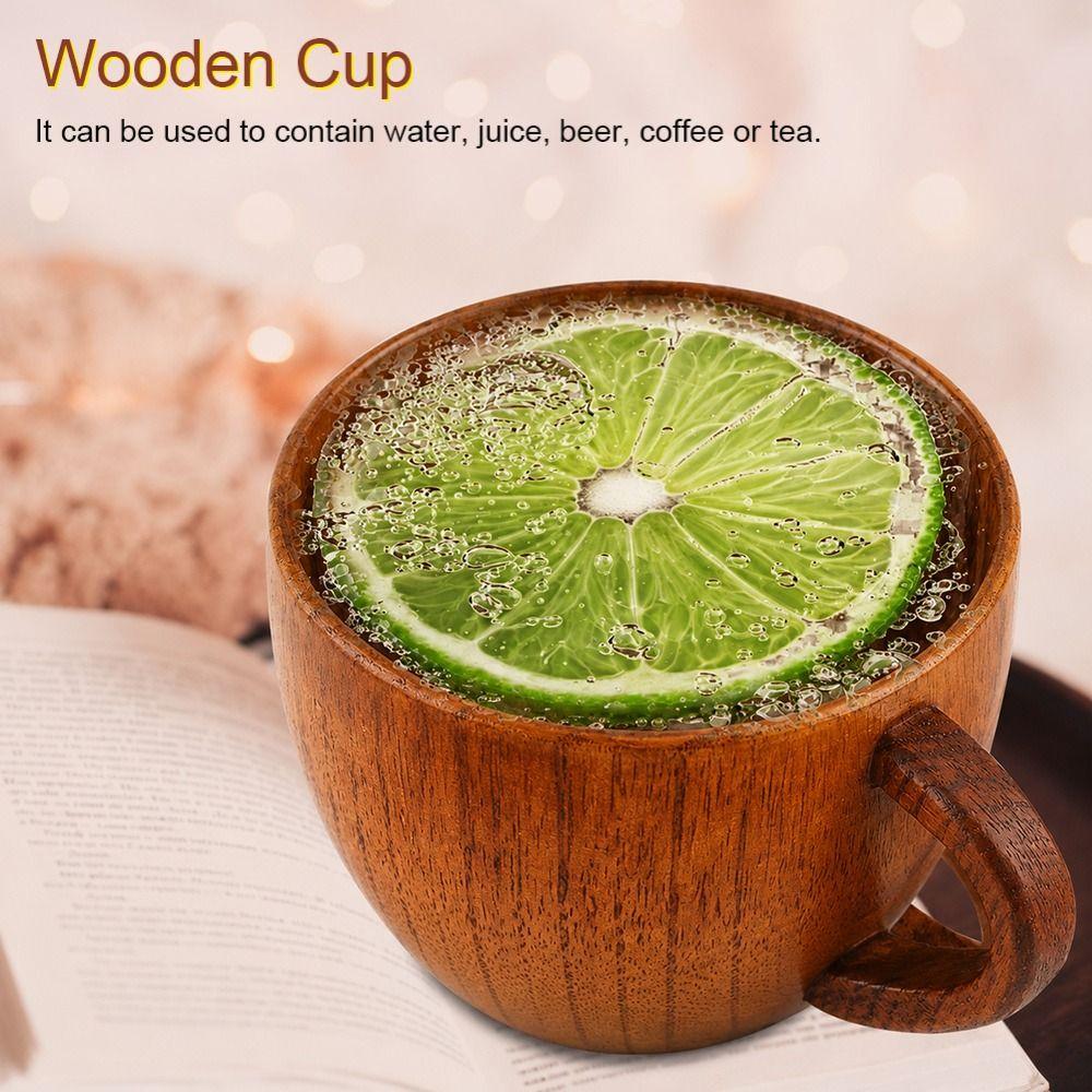 Portable Wooden Cup Natural Wood Wooden Mug Vintage Drinking Cup Tea