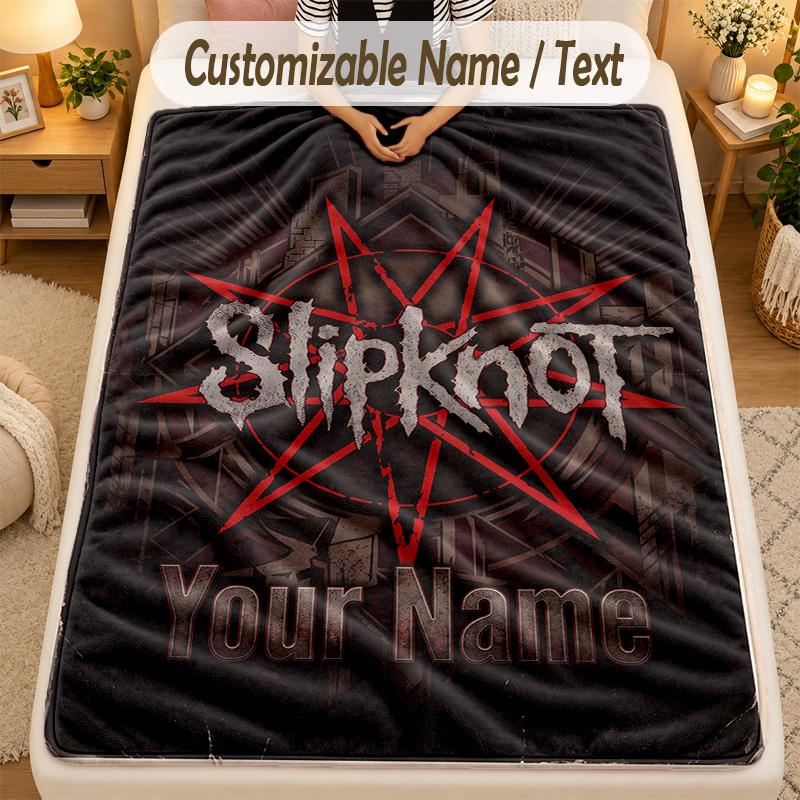 Flannel BlanketSlipknot Custom Name Text Personalized Soft Warm Throw Blanket Home Decor Gift