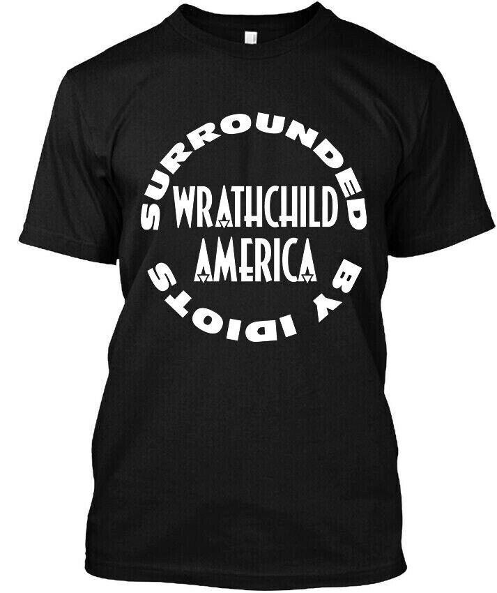 Limited NWT! Wrathchild America Surrounded by Idiots American Logo T-Shirt S-5XL Unisex T-Shirt XL