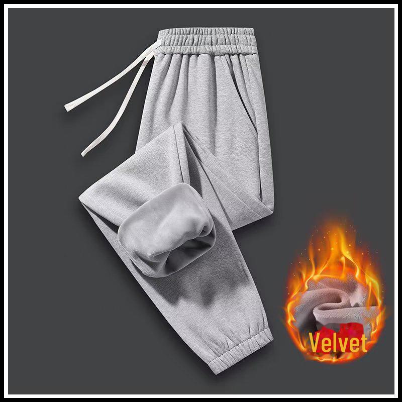 

Мужские плюшевые утолщенные свободные спортивные штаны на весну и осень XL серый