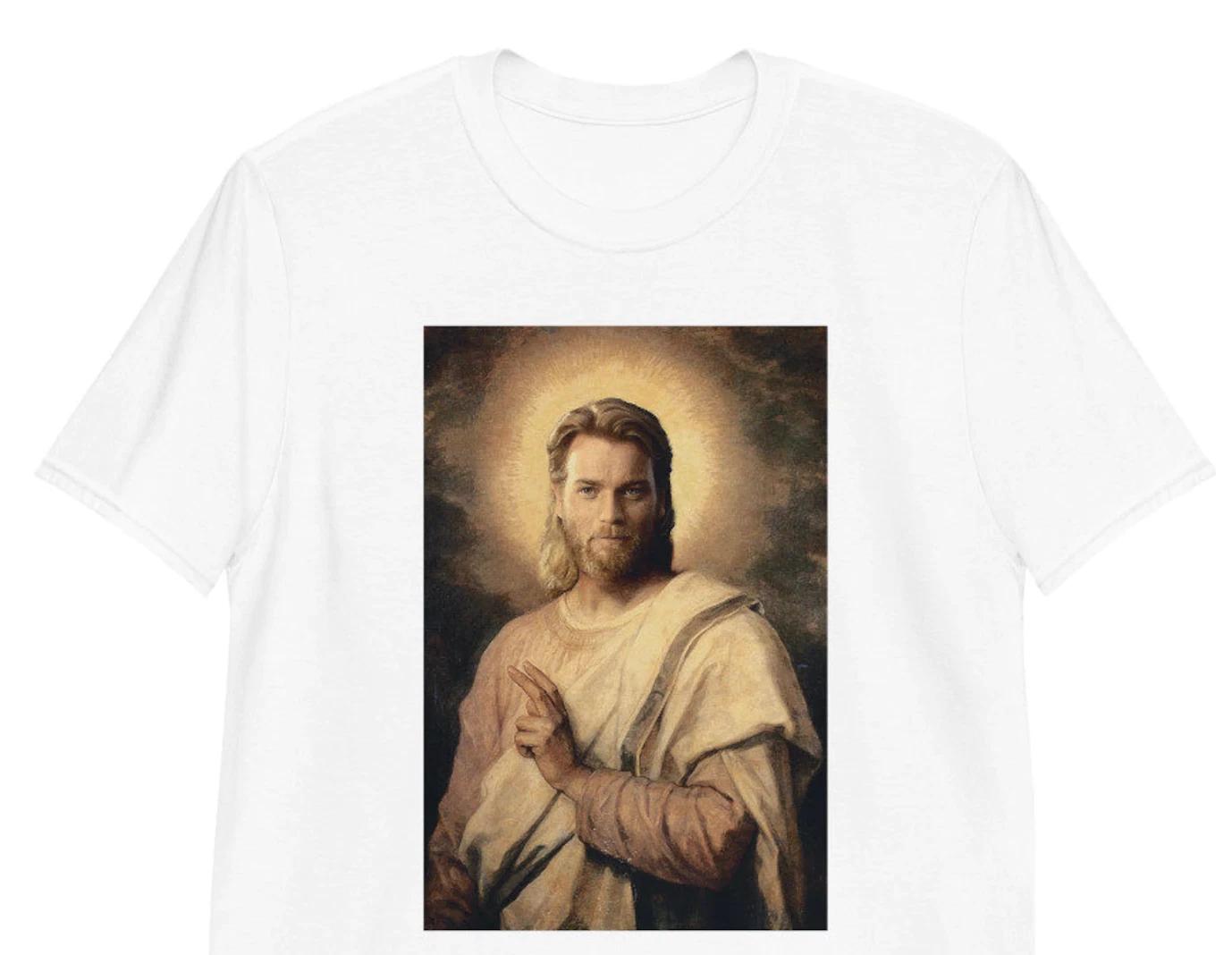Obi Wan Kenobi Space Jesus Oil Painting Unisex Graphic T-shirt Parody Star Wars M