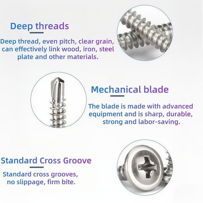 #8 Modified Truss Head Sheet Metal Screws Assortment Kit 410 Stainless Steel Self Tapping Drilling Screws for Metal Plastic Wood