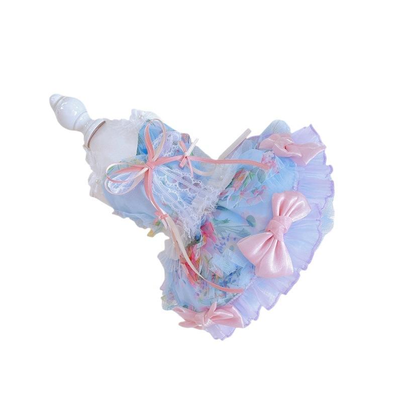 Pet Mesh Fluffy Skirt Cute Bow Vest Skirt Yorkshire Princess Skirt Lace Dress Dog Clothes for Small Dogs Puppy Clothes
