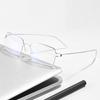 Ultra Light Pure Titanium Rectangle Reading Glasses Screwless Anti Blue Light Glasses for Men Women Business Daily Use Eyewear