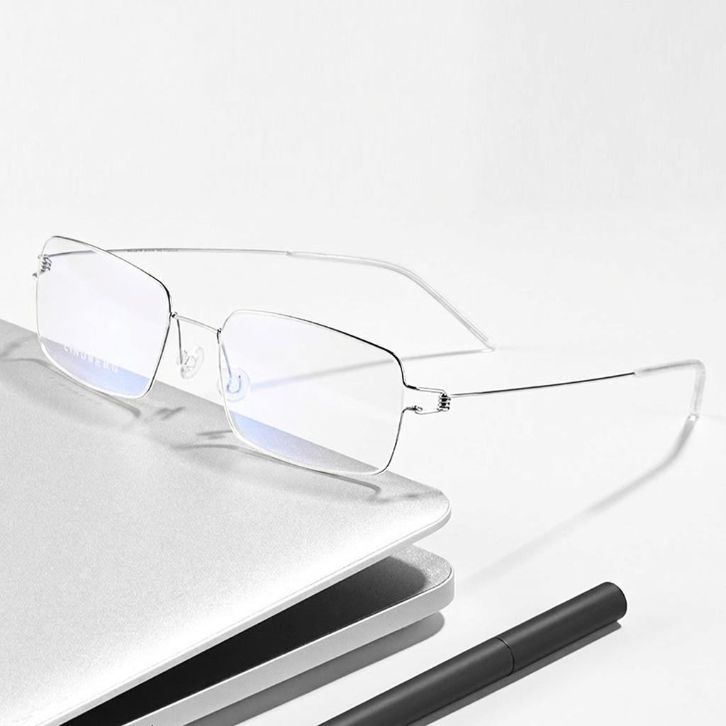 Ultra Light Pure Titanium Rectangle Reading Glasses Screwless Anti Blue Light Glasses for Men Women Business Daily Use Eyewear