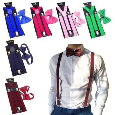 Kožené pánské dámské jednobarevné nastavitelné popruhy motýlky sada unisex šle šle šle rovnátka