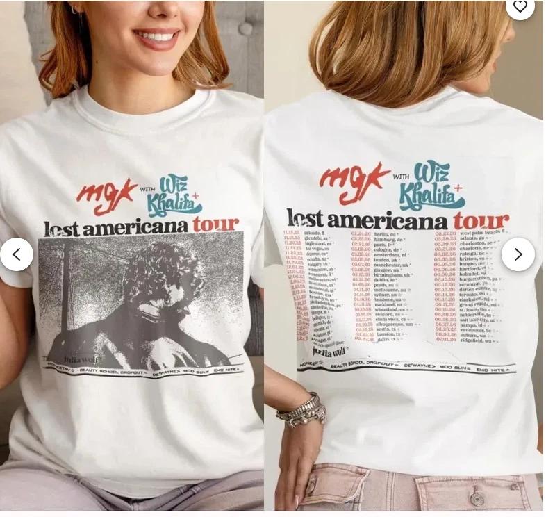 Machine Gun Kelly MGK Lost Tour 2025 Music Concert T-Shirt. 4XL