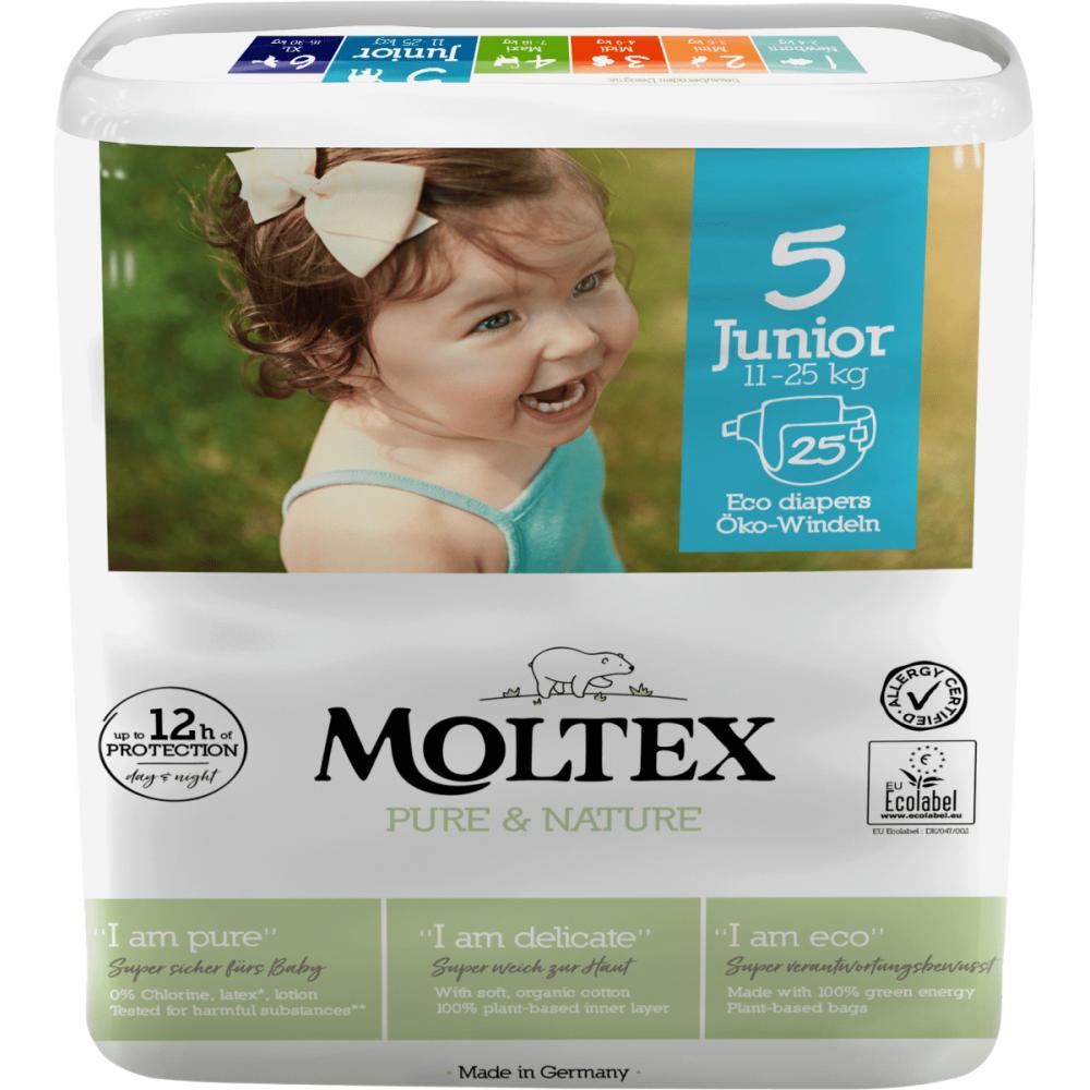 Moltex Stage 5 Junior Diapers, 5 Packs of 25 [11-16 Kg]