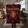 Custom Name,Manchester United FC Printed Flannel Blanket, Soft Throw for Bedroom Sofa, Washable, Christmas Present, Great Gift.