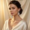 Vintage Fashion High-End Zirconia Trumpet Flower Earrings Summer Niche Light Luxury Zirconia Earrings