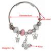 Panjia Dora Stainless Steel Bracelet: Women's Adjustable Bracelet with Diamond Beads & Love Pendant.