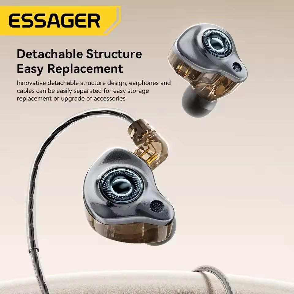 Essager 3,5 mm kabelgebundene Gaming-Kopfhörer In-Ear Muschel Kabelgebundene Kopfhörer mit Mikrofon Stereo Austauschbare Ohrstöpsel Sport Kabelgebundene Kopfhörer