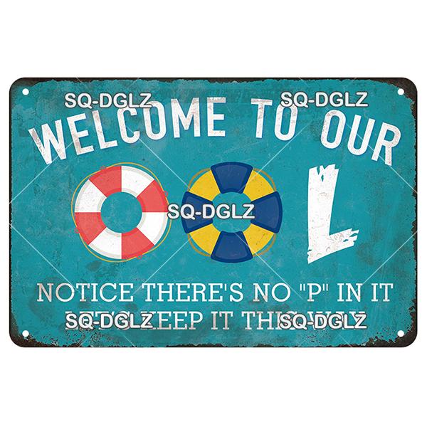 [SQ-DGLZ] Welcome Swim Pool Rules Metal Sign Vintage Plaque Tin Sign Plate Wall Decor For Bar Club Man Cave Art Painting Poster