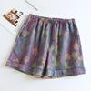 Japanische Sommer-Damen-Shorts 100% Baumwolle Vintage Garnweberei Bedruckt Nachtwäsche Dünn Locker Taschenshorts Hausanzug Hosen