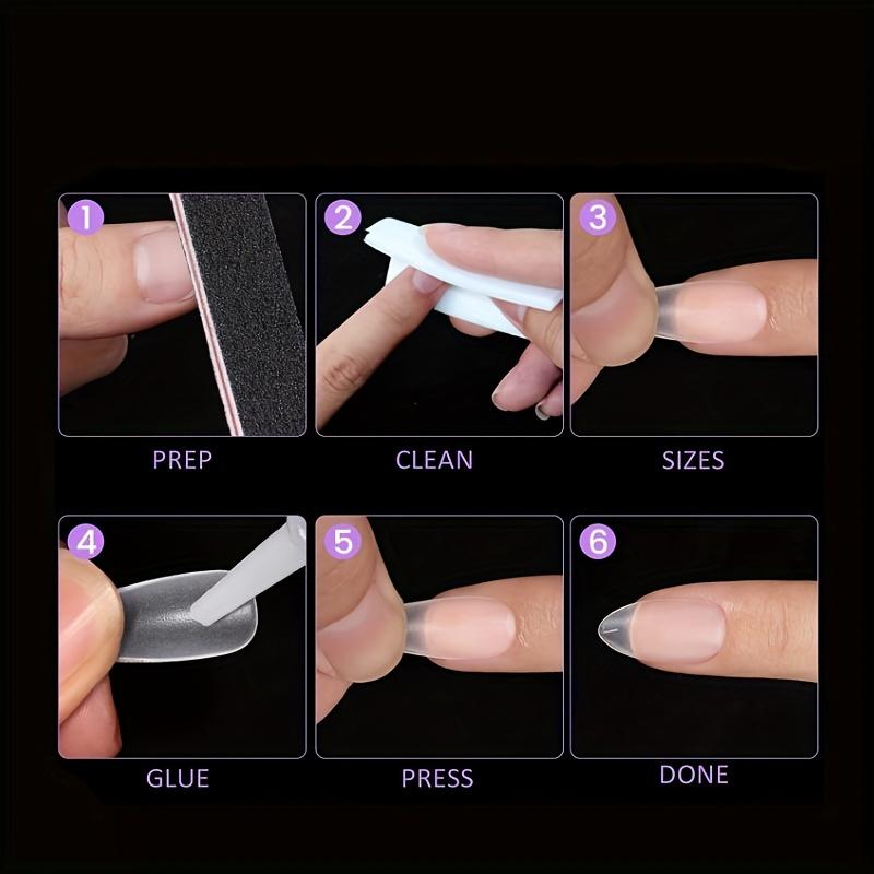 300pcs Nail Art Press on False Nail Matte Clear Full Cover Coffin Square Almond Short Fake Nail Gel Tips Manicure Extension Tool
