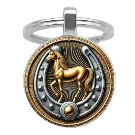 

Брелок Рік Коня 2026 Знак Зодіаку Компактний Талісман Удачі Брелок-підвіска з Дзвіночками Металева Рамка Святкова Прикраса P