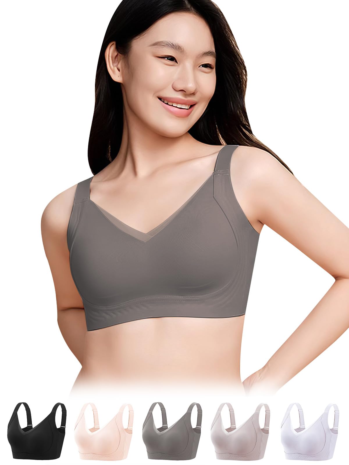 

Veimia Бюстгальтер с перекрестной сеткой на шее Желейный эффект и сильная поддержка Предотвращает регулирует грудь Большие размеры Дизайн для похудения груди, Поддержка, Уменьшение, Похудение, Фиксация,