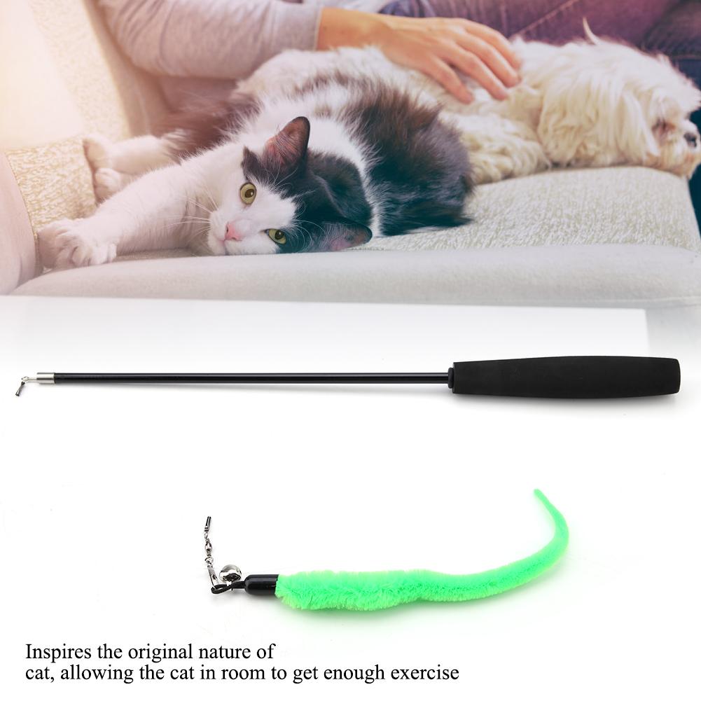 

High Elastic Retracted Teaser Wire Chaser Wand Cat Kitten Pet Play Interactive Toy Black Rod