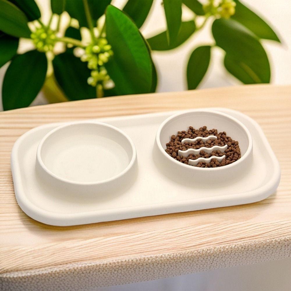

Anti-knockover Double Slow Feeder Bowl Non-toxic Puppy Slow Eating Bowl Small Medium Breed Dogs Grey