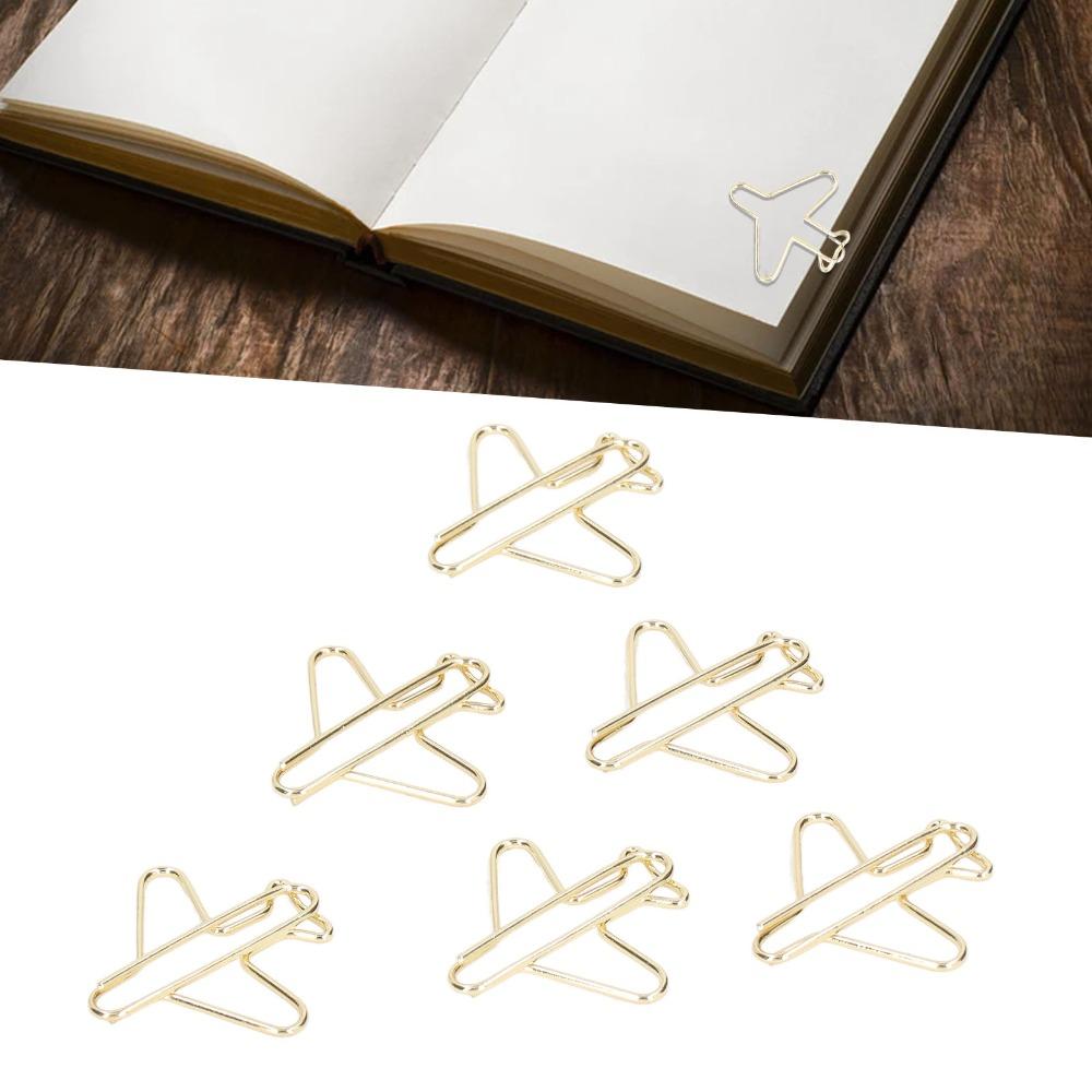 100PCS Funny Aircraft Shaped Paper Clips Gold Mini Size Jumbo Paper Clips Anti Rust Decorative Gold Paper Clips Stationery